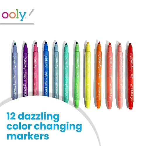 Ooly 12 Pack Sparkle Switch-eroo Color Changing Markers, Dual Tip Markers for Kids, Double Ended Chisel Tip Marker Set Great for Art Supplies, Drawing and Stationery Sets thumbnail 2