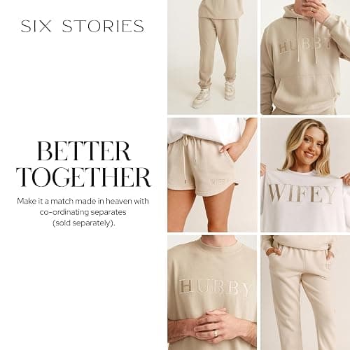 Six Stories | Oversized Wifey Statement Sweatshirt for Newlywed Bride | Soft & Cozy Embroidered Champagne Crewneck Sweater thumbnail 6