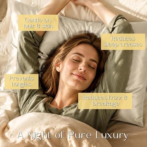 ZIMASILK 25 Momme 100% Pure Mulberry Silk Pillow Cases, Ivory, Standard | Natural Silk, Highest Grade 6A, Hair and Skin Care, Thick & Soft, Gift for Women Men, 1pc (Standard 20"x26") thumbnail 5