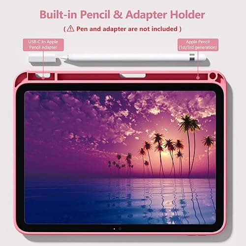 Wenlaty Compatible with iPad (A16) 11th Generation Case 11 Inch 2025, for iPad 10th Generation Case 10.9 Inch 2022 with Pencil Holder, Trifold Stand Protective Cover, Auto Wake/Sleep, Watermelon Pink thumbnail 4