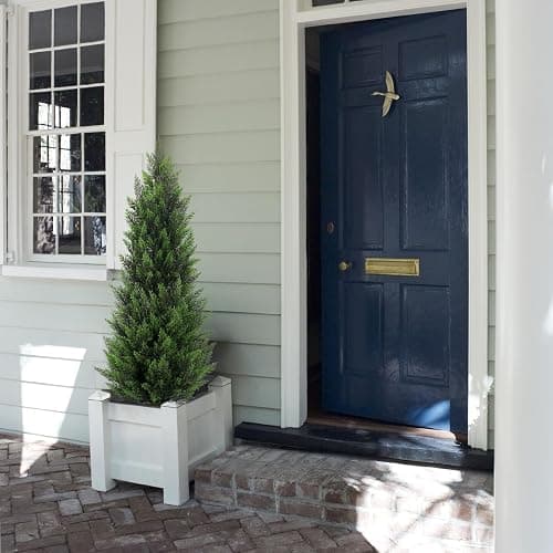Artificial Topiary Cedar Trees 4FT Tall 2 Set, Outdoor Indoor Faux Pine Shrubs Plants, Realistic Fake Plants Front Porch Decor, Artificial Bushes Cypress for Home Front Door Offices thumbnail 9