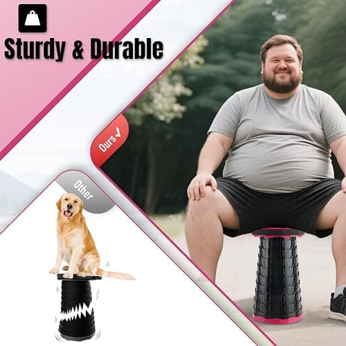 Doseno Upgraded Foldable Stool Thickened, Portable Collapsible Stool Retractable Stool for Fishing, Hiking Tours, BBQ, Parties, Outdoor Activities（Pink） thumbnail 8