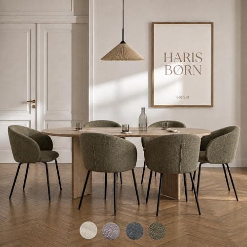 Haris Børn® Esszimmerstühle (6er Set) Grün - Bequeme Polster Esszimmerstühle mit Armlehne - Premium Esstisch Stühle & Wohnzimmer Stühle - Moderne Esszimmerstühle 30 Tage risikofrei testen - Image 1