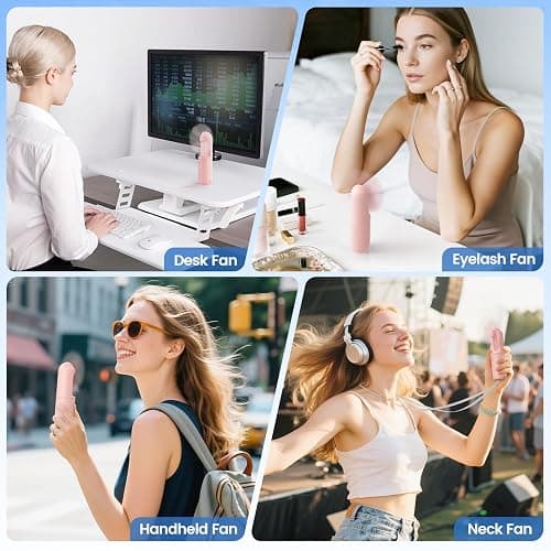 Handheld Mini Fan, Rechargeable Battery Operated small Portable Fan Up to 15 Working Hours, Powerful Safety Design Pocket Fans for Travel/Outdoor/Concert/Beach/Make-up, Gifts for Mom, Teens, Pink thumbnail 7