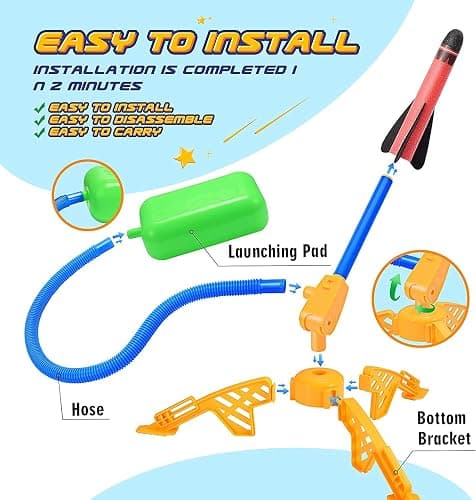 Anginne Toys for Kids Age 3+, Outdoor Garden Toys for Toddlers Age 3-7 Games Girls Gifts Age 3-9 Boys Birthday Presents Rockets Kits - Rocket Theme-6pcs thumbnail 5