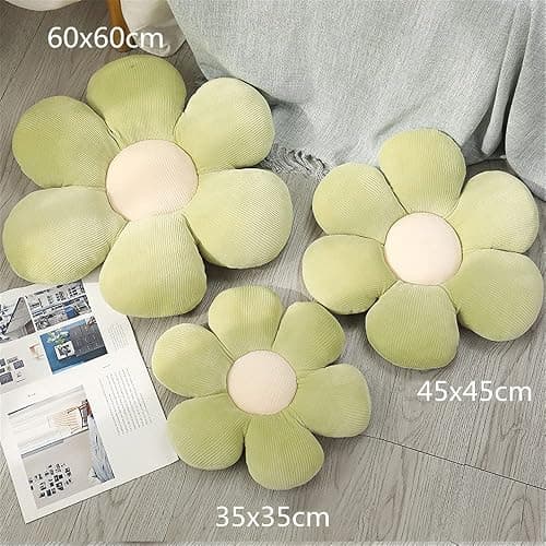 Morbuy Flower Pillow Floor Cushion Cute Flower Shape Preppy Pillow Chair Seat Pad Aesthetic Room Decor Soft Cozy Colorful Daisy Plush Cushion Tatami Sofa Bed Pillows (White/Yellow,35cm/13.7inch) - 35cm/13.7inch - White/Yellow thumbnail 3