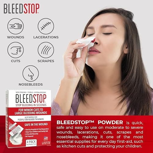 BleedStop™ First Aid Powder for Blood Clotting, Trauma Kit, Blood Thinner Patients, Camping Safety, and Survival Equipment for Moderate to Severe Bleeding Wounds or Nosebleeds - 4 (15g) Pouches thumbnail 7