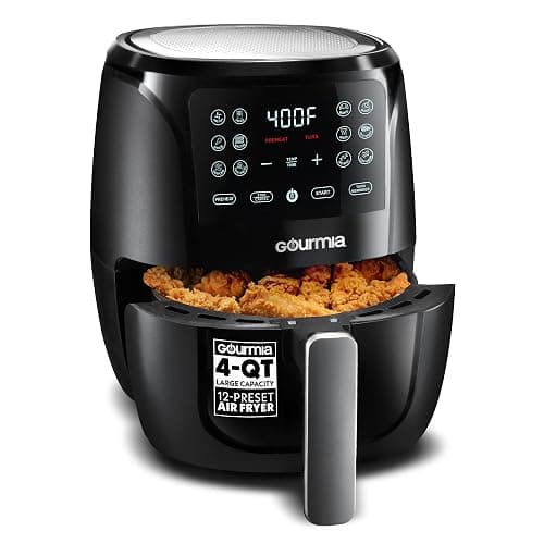 Gourmia Air Fryer - 4 Qt Capacity, FryForce360º, Digital Display with 8 Presets, Roast, Bake, Broil, Dehydrate, Dishwasher Safe Accessories, Compact, Black - Image 1
