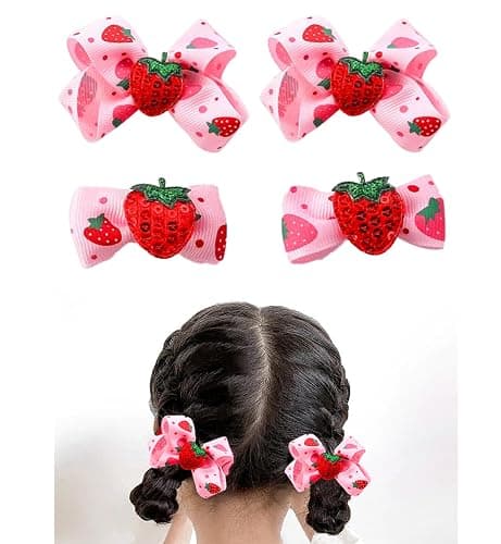 AACKS 4Pcs Little Girls Strawberry Hair Bows Toddler Strawberry Hairpins Strawberry Hair Accessories Strawberry Hair Snap Barrettes - Image 1