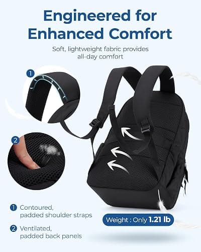 BAGSMART Travel Laptop Backpack, College Backpack for Women, Quilted Small Computer Bookbag, Water-Resistant 15.6 Inch Laptop Casual Bag, Pink thumbnail 6