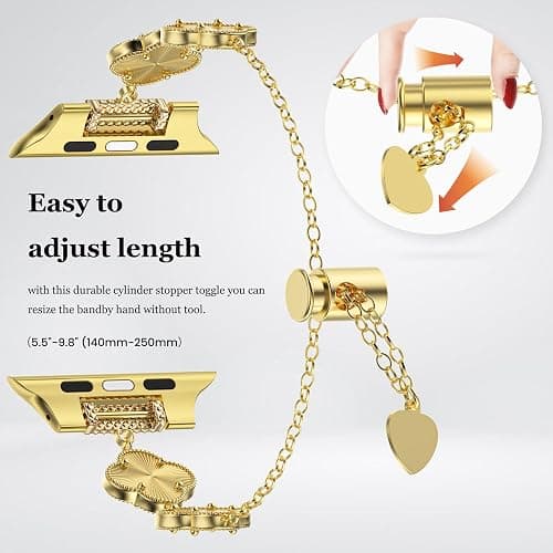 YMHML Lucky Clover Band Compatible for Apple Watch Bands for Women 40mm 41mm 42mm 44mm 45mm 46mm 49mm 38mm, Adjustable Bracelet, Dressy Jewelry Metal Strap iWatch Series 11 10 9 8 7 6 5 4 3 SE Ultra thumbnail 3