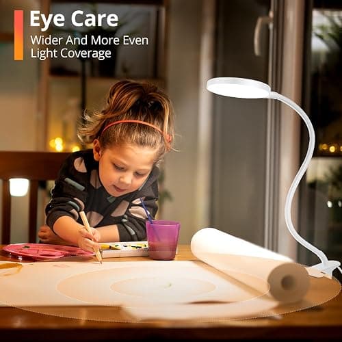 iFalarila Reading Light with Remote, LED Desk Lamp Clip on [1H Timer & Nightlight] RA>95 Dimmable Flexible Gooseneck, Reading Lamp with Clamp for Table - 3.5'' (Adapter Included) thumbnail 4