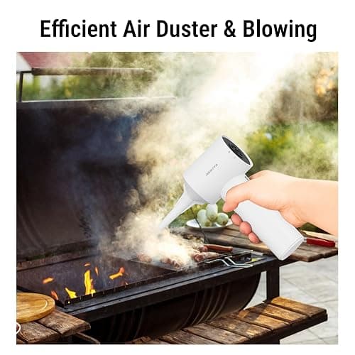 Small Car Vacuum Cleaner Cordless Portable& Rechargeable Air Duster White | 14kpa high power brushless motor, 150000rpm, 3600mAh*2 battery, with led green light, for home office car detailing cleaning thumbnail 7