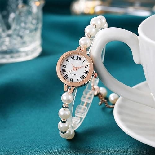 ADSBIAOYE Women's Fashion Simple Floral Bracelet Watch Diamond Quartz Light Luxury Watch thumbnail 4