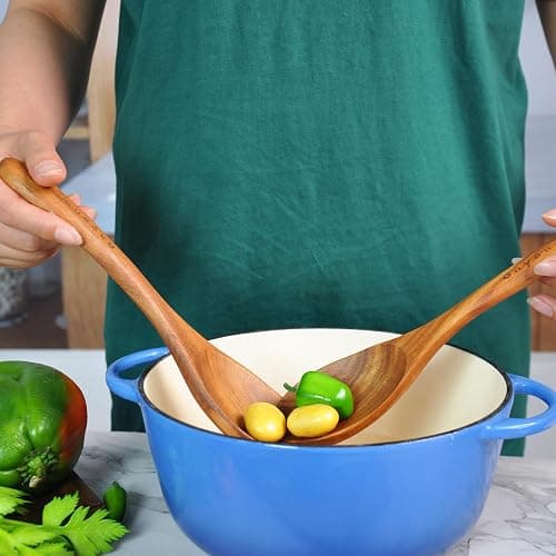 Wooden Spoons for Cooking,11 Pcs Wooden Utensils for Cooking Wooden Kitchen Utensils Set with Holder (11 PCS) thumbnail 6