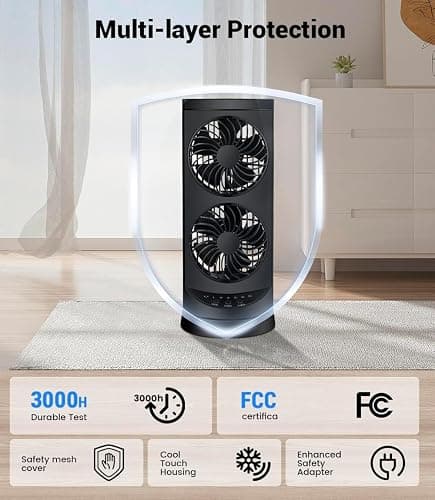 Personal Tower Cooling Fans that Blow Cold Air,25dB Quiet Fan with 24ft/s | Standing Small Desk Fan with 3 Speeds & Timer, 60° & 110° Oscillating Table Fan, Electric Floor Fan for Bedroom, Home thumbnail 7