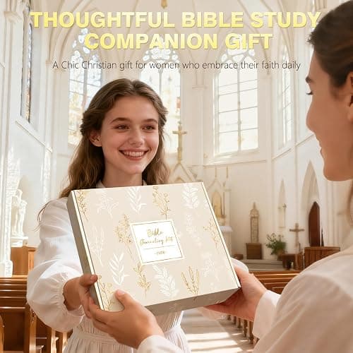 Bible Study Supplies Journaling Kit for Women with Bible Cover Case, Christmas Christian Gifts for Women, Bible Study Tools Accessories Set with Highlighters Pens, Pencil Case Notebook Annotation Kit thumbnail 8