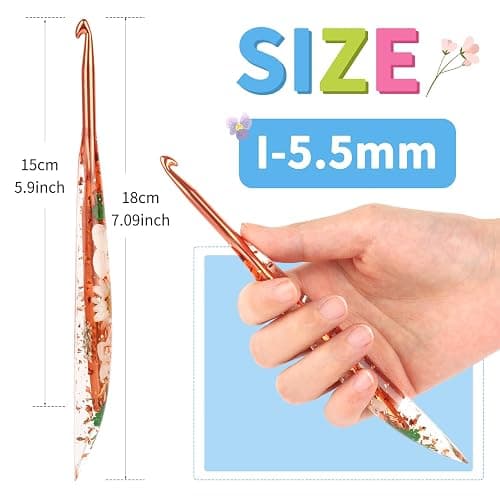 Coopay Crochet Hook, 5.5mm Ergonomic Crochet Hook with Floral Plastic Grips, Stylish and Unique, Ideal for Crocheting Blankets, Dolls, Shawls, Hats, Scarves (I-5.5mm) thumbnail 3