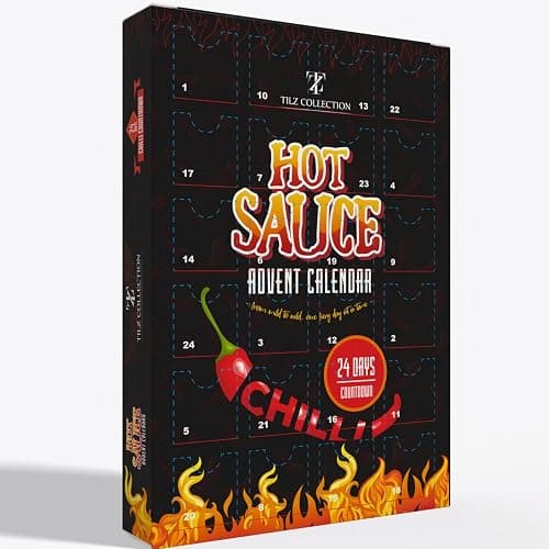 Hot Sauce Advent Calendar 2025 | 24 Days of Chilli Sauce | Ultimate Gift for Spicy Food Lovers | Food Advent Calendar 2025 Men, Chilli Challenge Hot Sauce for Women (Black) - Image 1