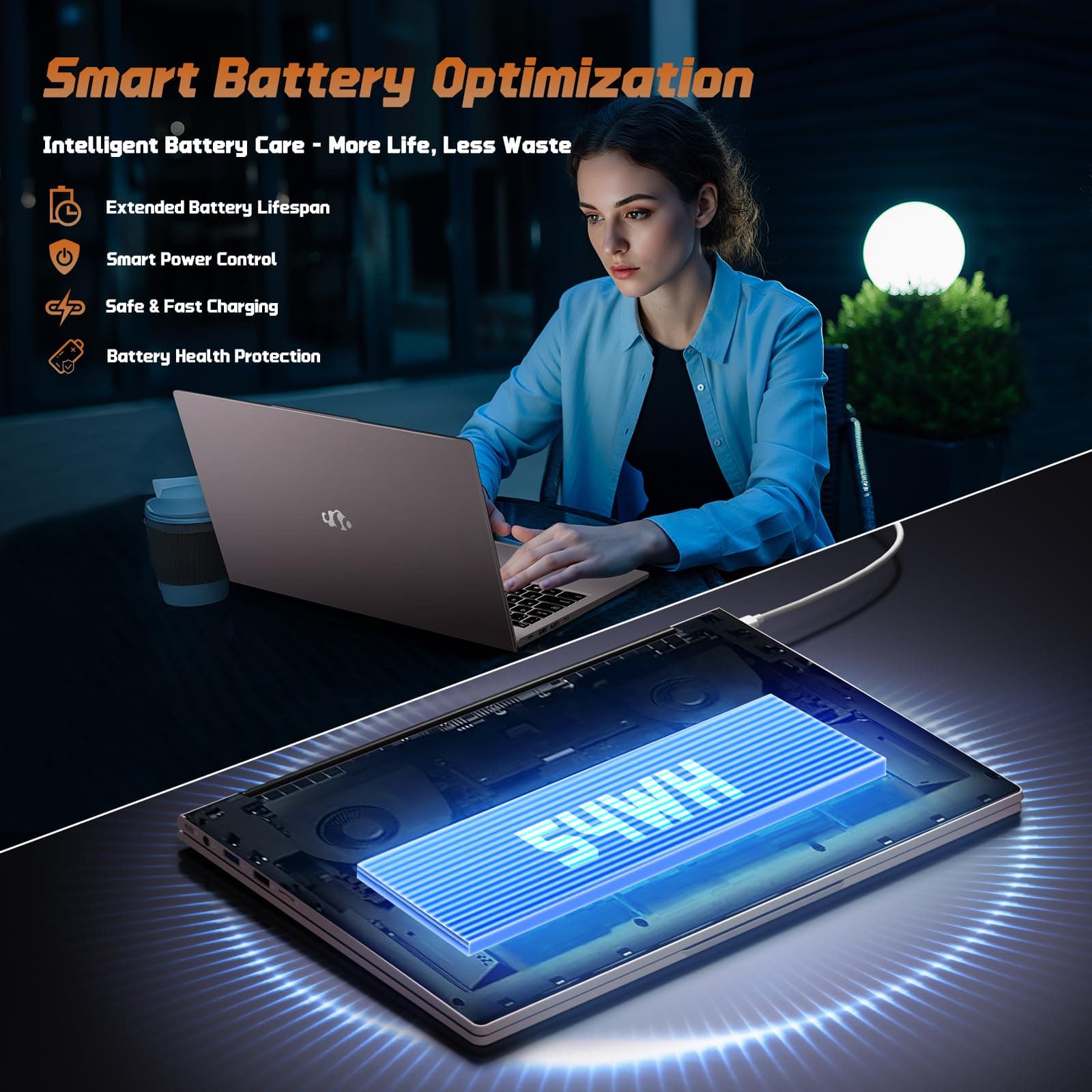NIMO 15.6" FHD IPS Student-Laptop-Computer-16GB RAM 1TB SSD, 4 Cores 13th Gen Intel N150(Beat to i3-1115G4, Up to 3.6GHz), 65W Type-C, Fingerprint, Backlit Keyboard, Wi-Fi 6, BT5.2, Numpad Pink Gold thumbnail 9