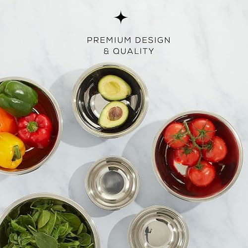 JoyJolt Stainless Steel Mixing Bowl Set - 6 Piece Nesting Bowls, 5qt to 0.5qt, Ideal for Kitchen, Cooking, Baking and Storage thumbnail 4