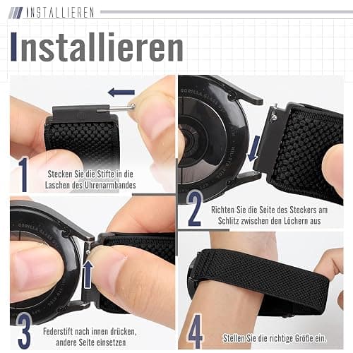 20mm Armband für Garmin Forerunner 55/158/165/245/645/570(42mm)/Vivoactive 6/5/3/Garmin Venu Sq 2 Music/Venu 2 Plus/Vivomove Trend, Nylon Elastisch Armband für Amazfit Active 2/Active/Polar Ignite 3 thumbnail 3