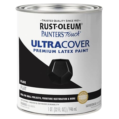 Rust-Oleum 1976502 Painter's Touch Latex Paint, Quart, Flat Black, 32 Fl Oz, (Pack of 1) - Image 1