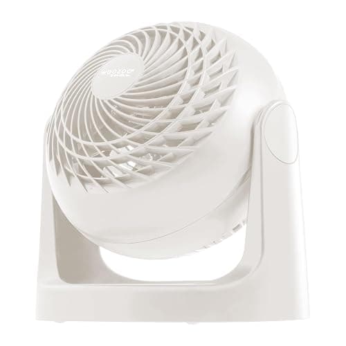 IRIS USA WOOZOO Desk Fan, Air Circulator, 3 Speeds, 52ft Max Air Distance, 360° Adjustable Tilt, 30 db Quiet Motor, Fan for Bedroom, Office, Dorm, Medium, White - Image 1
