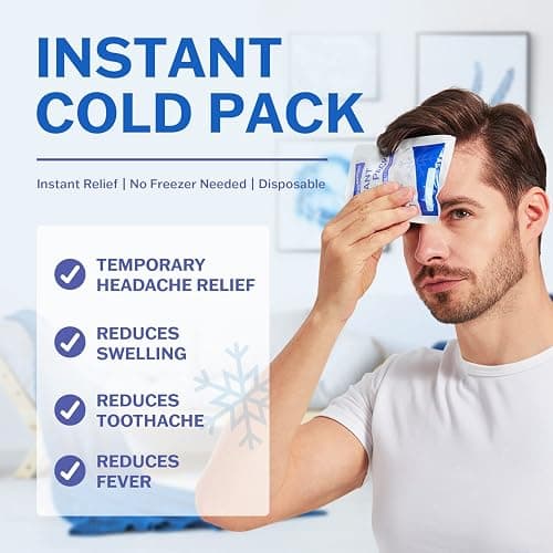 25 Pack - Instant Cold Packs - Instant Ice Packs for Injuries | Disposable Cold Compress Ice Pack for Pain Relief, Swelling, Inflammation, Sprains, Toothache - Cold Pack for Athletes thumbnail 2