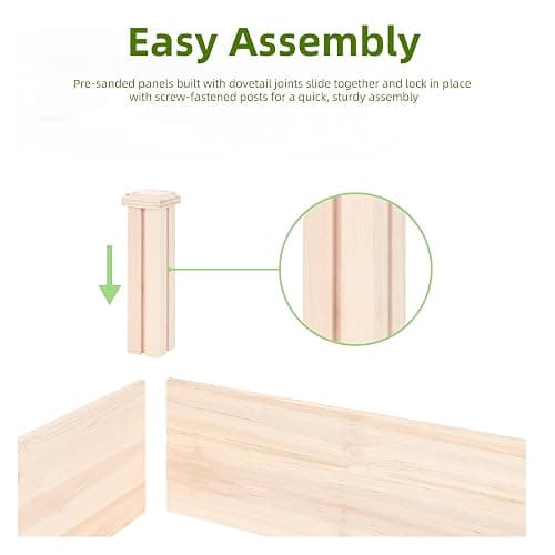 ZSYWODFO 8ft Outdoor Wooden Raised Garden Bed Planter for Vegetables, Garden, Lawn, Patio,8x4x2 Raised Garden Bed;Planter Box-Natural Wood - 48"(L) x 24"(W) x 9"(H) thumbnail 5
