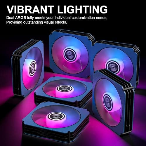 DS leddess Axis Light RGB LED 120mm 6 Pack RGB Case Fan with Remote Control for PC Case, Computer CPU Cooling, Heat Sink Systems (8th Gen Hub Box, E Series) thumbnail 4