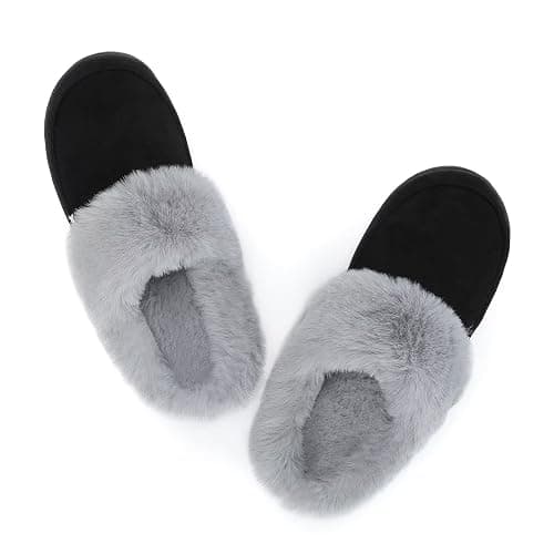 NineCiFun Women's and Men's Memory Foam House Slippers, Faux Fur Lined Indoor Fuzzy Slippers with No-slip Sole, Slip on Suede Home Shoes, Warm Winter Gift for Women & Men thumbnail 9