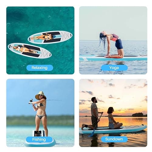 Extra Wide Inflatable Paddle Board,2-in-1 Adjustable Paddle Board for Adults,400lb Capacity Stand Up Stable Inflatable SUP, All Skill Levels,3 Detachable Fins,1 Backpack,Pump & Repair Kit thumbnail 6