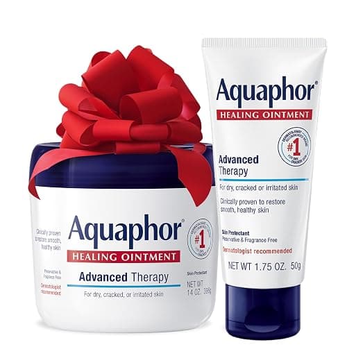 Aquaphor Healing Ointment Advanced Therapy Skin Protectant Skin Care Set, Body Moisturizer for Dry Skin, Minor Cuts and Burns, Dry Cuticles, Cracked Heels, Hands and Lips, 14 Oz Jar + 1.75 Oz Tube - Image 1