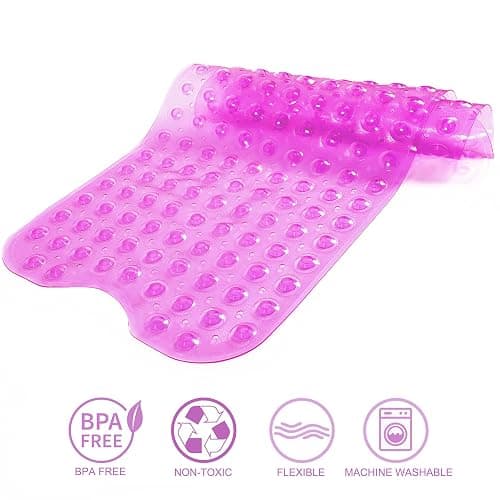 TreeBud Bathtub Mats for Shower Tub Non-Slip Bath Mat 39 x 16 Inch Extra Long Shower Mat, Bath Tub Mat for Bathroom with Machine Washable, BPA Free for Kids (Clear Hot Pink) thumbnail 3