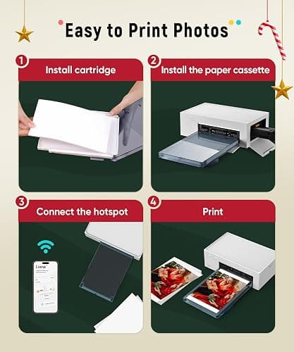 Liene M100 4x6'' Photo Printer, Phone Printer 100 Sheets & 3 Cartridges, Full-Color Photo, Portable Instant Photo Printer for iPhone Android, Thermal Dye Sublimation, Wi-Fi Picture Printer 100 Papers thumbnail 8