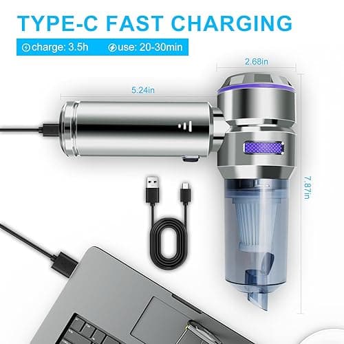 Handheld Vacuum Cordless, 21000Pa Wireless Handheld Car Vacuum Cleaner Strong Suction, 4 in 1 Mini Vacuum Portable Cordless, 100W High Power Brushless Motor & Air Duster for Car, Home, Gifts (Blue) thumbnail 3