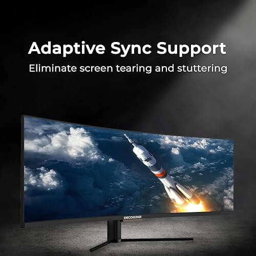 Deco Gear Curved 49” Super Ultrawide Gaming Monitor, 32:9 WDFHD 3840×1080, 144Hz, 3ms, 3000:1 VA, HDR400, Adaptive Sync, USB-C 65W, HDMI/DP, PBP/PIP, KVM, 1800R, American Seller thumbnail 5