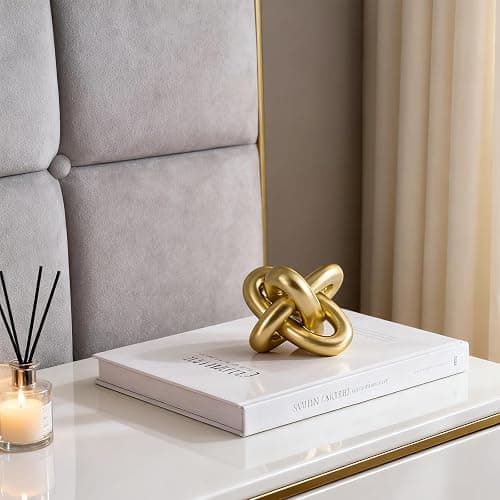 Golden Knot Statue, Three Knot Sculpture Home Decor Accents, Knot Sculptures and Statues for Rustic Coffee Table Living Room Dining Table Entryway Entrance Shelf Small Decorations and Accessories thumbnail 5