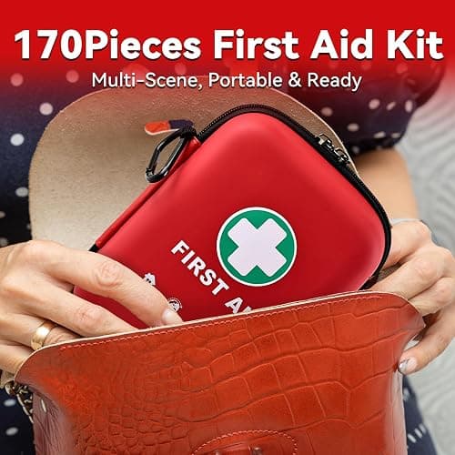 First Aid Kit - 170 Pieces Hard Case and Lightweight - Includes Instant Cold Pack,Emergency Blanket for Travel, Home, Office, Vehicle thumbnail 8