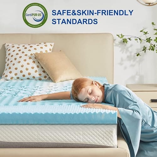SINWEEK 5-Zone Memory Foam Mattress Topper, 2 Inch Twin, Blue thumbnail 4