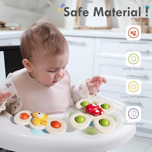 ALASOU Suction Cup Spinner Airplane Travel Toys for 1 Year Old Boy Girl | Spinning Top 12 18 Months,1 2 Year Old Boy Birthday Gift,Baby Bath Toy for Kids Ages 1-3,Sensory Toy for Infant Toddlers thumbnail 4