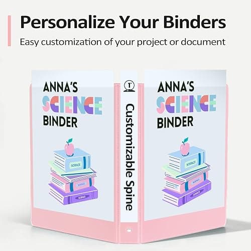 BinderX Extra Durable 3 Ring Binder, Round Ring 1 Inch Binders, Fits 175 Sheets of 8.5x11 Paper, Customizable View Cover with Inside Pockets, Cute 1" Binder, School Supplies for Girls, Blue thumbnail 6
