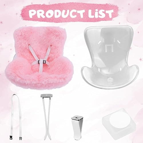 BOXOB Car Seat for Dolls, Cute Safety Have a Seat with Soft Furry Cushion Pink Sofa Car Air Vents Clip Desktop Decor Chair to Display Doll Toy Ornaments Decorations Accessories thumbnail 4
