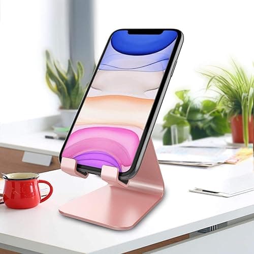 CreaDream Cell Phone Stand, Cradle, Holder, Aluminum Desktop Stand Compatible with Switch, All Smart Phone, iPhone 15 14 13 12 Pro Max Plus Mini Xr X Se 8 SE -Rose Gold thumbnail 4
