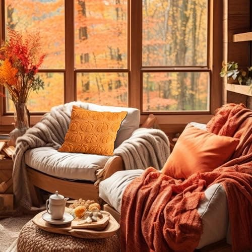 Ceprznvey Pumpkin Pillow Covers, Fall Pillowcases Set, Soft Velvet Autumn Cushion Case, Decorative Throw Covers for Sofa Couch, Seasonal Home Decor Accent for Bedroom Living Room Use thumbnail 2
