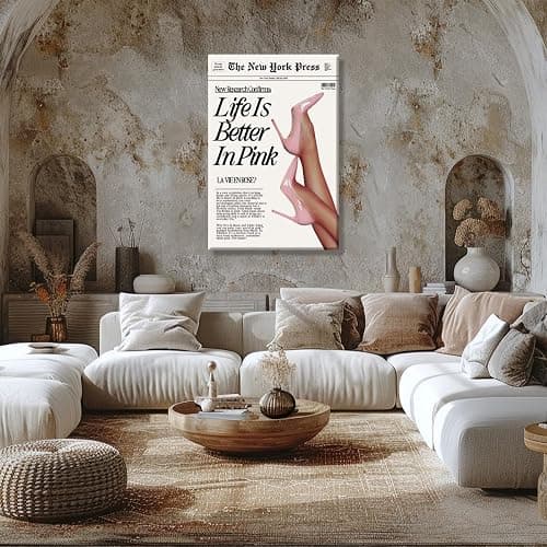Trendy Baby Pink Poster 70s Canvas Prints The New York Press Wall Art Life Is Better in Pink Hot Girl Posters Preppy Aesthetic Decor Bedroom for Cool Girly Room Home Dorm 12x16inch Unframed thumbnail 5