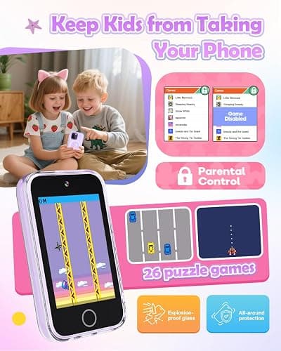 Dylanto Kids Camera ,3.5'' Touchscreen Phone for Kids Learning Play Toys for 3-9 Years Old Girls with Dual Camera,Video Players,Game,Christmas Birthday Gifts for Girls Age 3 4 5 6 7 8 9 -Purple thumbnail 5