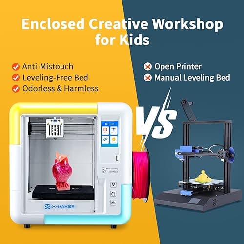 AOSEED X-Maker 3D Printer for Kids and Beginners, Fully Assembled High-Speed 3D Printer with 8 PLA Filament Set, Leveling-Free Bed, Wi-Fi Printing, Resume Printing, Silent, High Precision, with App thumbnail 5