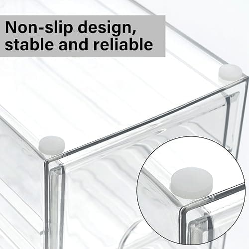 Prsildan Acrylic Drawer Makeup Organizer with 9 Drawers, Set of 3 Office Desk Organizers Accessories, Clear Stackable Storage Drawers for Vanity, Countertop, Craft, Jewelry, Art Supply Organization thumbnail 8